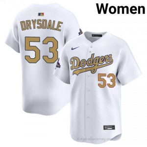 LAD Don Drysdale #53 2026 Gold Collection White Women Premium Jersey | MLB Collectible Baseball Uniform I3416D23