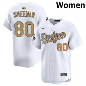 Women Emmet Sheehan #80 2026 Gold Collection White Alternate Limited Baseball Jersey | LAD Official MLB Design mq08D759