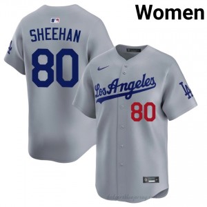 Women Emmet Sheehan #80 L.A. Dodgers Grey Elite Baseball Jersey| Stitched Authentic xC522459
