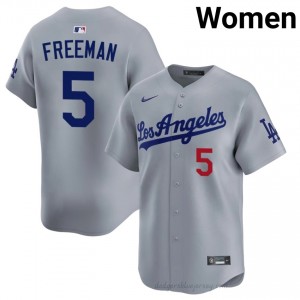 #5 Freddie Freeman Grey On-Field Style Baseball Jersey | Women Authentic L.A. Dodgers MLB Apparel oB4CsO77