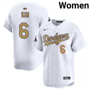 LAD Hyeseong Kim #6 2026 Gold Collection White Women Premium Jersey | MLB Collectible Baseball Uniform 1h5r6H62