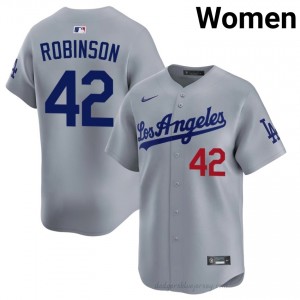Grey Jackie Robinson #42 Women Baseball Jersey | L.A. Dodgers Limited Edition MLB Player Gear l5DWX853