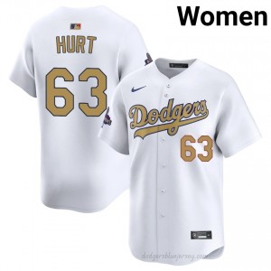 Women Kyle Hurt #63 2026 Gold Collection White Alternate Limited Baseball Jersey | LAD Official MLB Design aNXt1h89