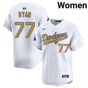River Ryan #77 2026 Gold Collection White Baseball Jersey | Women LAD Premium MLB Uniform 6a58U248