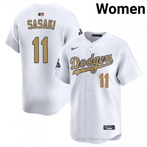 Women 2026 Gold Collection Roki Sasaki #11 LAD White Elite Baseball Jersey| Embroidery Authentic 2tWTuy20