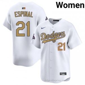 Women Santiago Espinal #21 LAD 2026 Gold Collection White Elite Baseball Jersey| Embroidery Authentic ts233590