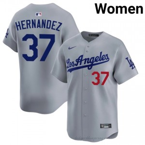 Teoscar Hernandez #37 Grey Baseball Jersey | Women L.A. Dodgers Premium MLB Uniform Vr01t866