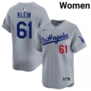 L.A. Dodgers Will Klein #61 Grey Women Premium Jersey | MLB Collectible Baseball Uniform 64352i10