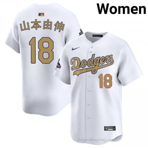 Women Yoshinobu Yamamoto #18 2026 Gold Collection White Alternate Limited Baseball Jersey | LAD Official MLB Design R0Lrq770