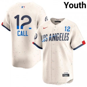 Cream Alex Call #12 Youth Baseball Jersey | Dodgers Limited Edition MLB Player Gear dJXsji77