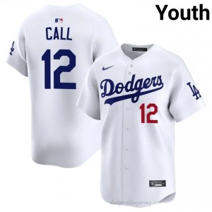 #12 Alex Call White On-Field Style Baseball Jersey | Youth Authentic LA Dodgers MLB Apparel 6C36F383