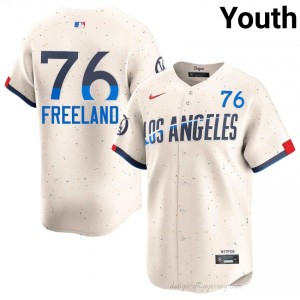Alex Freeland #76 Cream Baseball Jersey | Youth Dodgers Premium MLB Uniform R15eCN81