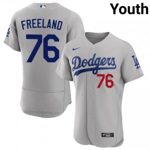 #76 Alex Freeland Gray On-Field Style Baseball Jersey | Youth Authentic Los Angeles Dodgers MLB Apparel 8ehy8i70