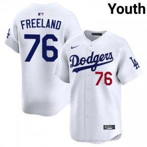 LA Dodgers Alex Freeland #76 White Youth Premium Jersey | MLB Collectible Baseball Uniform bbYQHJ88