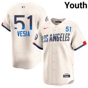 Alex Vesia #51 Cream Baseball Jersey | Youth Dodgers Premium MLB Uniform 6g7Rih32