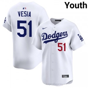 Youth Alex Vesia #51 White Alternate Limited Baseball Jersey | LA Dodgers Official MLB Design mT16f138