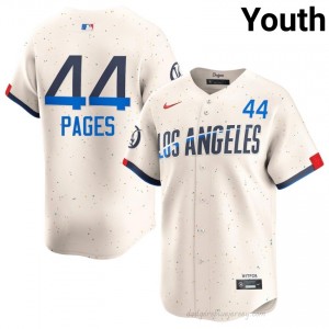 #44 Andy Pages Cream On-Field Style Baseball Jersey | Youth Authentic Dodgers MLB Apparel 02A2uX55