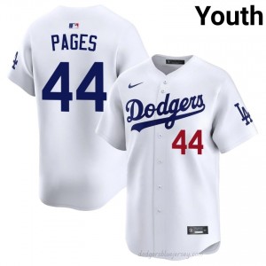 Youth Andy Pages #44 LA Dodgers White Elite Baseball Jersey| Stitch Authentic aRbypq60