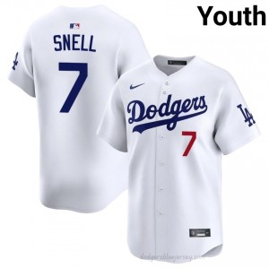 White Blake Snell #7 Youth Baseball Jersey | LA Dodgers Limited Edition MLB Player Gear 0ur2Mh69