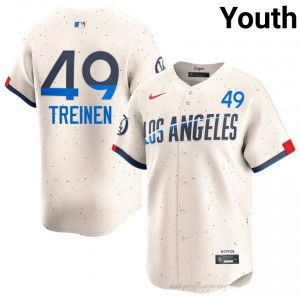 Youth Blake Treinen #49 Cream Alternate Limited Baseball Jersey | Dodgers Official MLB Design 82i6BN93