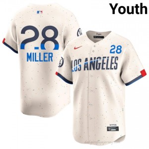 Youth Bobby Miller #28 Cream Alternate Limited Baseball Jersey | Dodgers Official MLB Design 1T8kD055