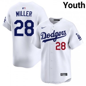 Youth Bobby Miller #28 White Alternate Limited Baseball Jersey | LA Dodgers Official MLB Design 01XkD556