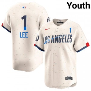 Brandon Lee #1 Cream Baseball Jersey | Youth Dodgers Premium MLB Uniform SH1U3020