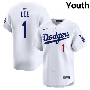 LA Dodgers Brandon Lee #1 White Youth Premium Jersey | MLB Collectible Baseball Uniform v383d194