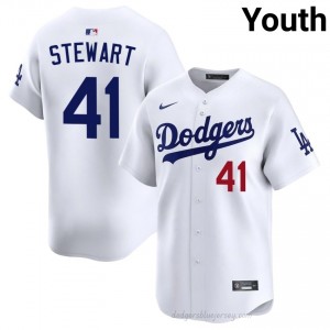 #41 Brock Stewart White On-Field Style Baseball Jersey | Youth Authentic LA Dodgers MLB Apparel k01Fc177