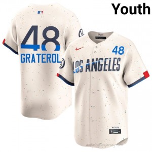 Youth Brusdar Graterol #48 Dodgers Cream Elite Baseball Jersey| Stitched Authentic 105jE538