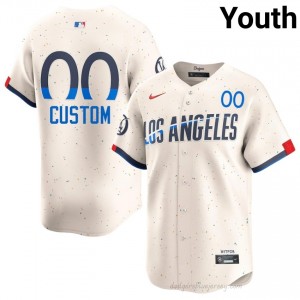 Dodgers Custom #00 Cream Youth Premium Jersey | MLB Collectible Baseball Uniform 7G5F2351
