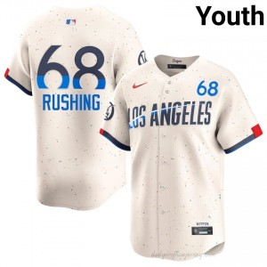 Dalton Rushing #68 Cream Baseball Jersey | Youth Dodgers Premium MLB Uniform 5NpT3u79