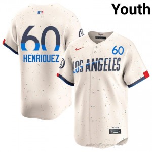 Dodgers Edgardo Henriquez #60 Cream Youth Premium Jersey | MLB Collectible Baseball Uniform 8l63n279