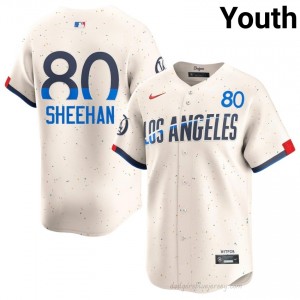 Cream Emmet Sheehan #80 Youth Baseball Jersey | Dodgers Limited Edition MLB Player Gear Pc83lq51