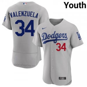 Fernando Valenzuela #34 Gray Baseball Jersey | Youth Los Angeles Dodgers Premium MLB Uniform b831SU44