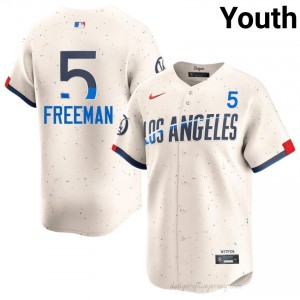 Youth Freddie Freeman #5 Cream Alternate Limited Baseball Jersey | Dodgers Official MLB Design e0Y8QU41