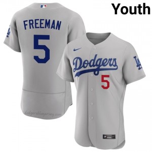 Freddie Freeman #5 Gray Baseball Jersey | Youth Los Angeles Dodgers Premium MLB Uniform 17ne5050