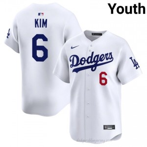 Youth Hyeseong Kim #6 White Alternate Limited Baseball Jersey | LA Dodgers Official MLB Design f23Q0524