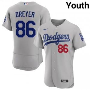 Youth Jack Dreyer #86 Los Angeles Dodgers Gray Elite Baseball Jersey| Stitched Authentic 06R35268
