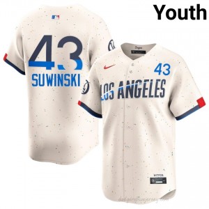 Youth Jack Suwinski #43 Cream Alternate Limited Baseball Jersey | Dodgers Official MLB Design R88V5A35