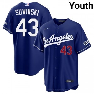Jack Suwinski #43 Royal Baseball Jersey | Youth Dodgers Premium MLB Uniform q82HLb84