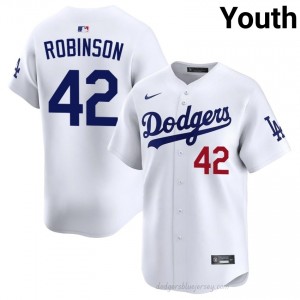 Youth Jackie Robinson #42 LA Dodgers White Elite Baseball Jersey| Stitch Authentic 30DA4W14