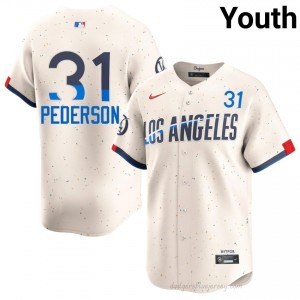 Dodgers Joc Pederson #31 Cream Youth Premium Jersey | MLB Collectible Baseball Uniform tGFc1455
