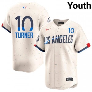 Youth Justin Turner #10 Cream Alternate Limited Baseball Jersey | Dodgers Official MLB Design 6v714f47