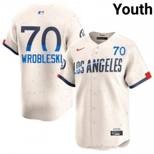 Youth Justin Wrobleski #70 Dodgers Cream Elite Baseball Jersey| Stitched Authentic 3d8q2819
