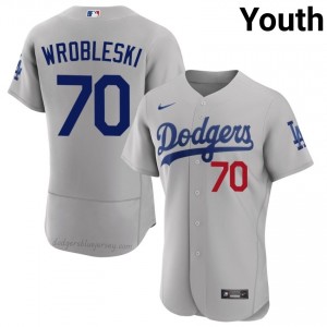 Justin Wrobleski #70 Gray Baseball Jersey | Youth Los Angeles Dodgers Premium MLB Uniform Xk170440