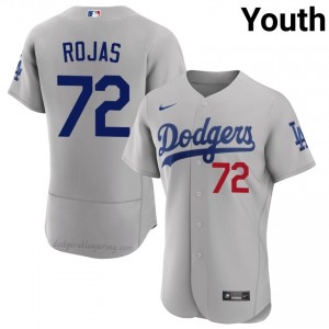 #72 Miguel Rojas Gray On-Field Style Baseball Jersey | Youth Authentic Los Angeles Dodgers MLB Apparel Sa457058