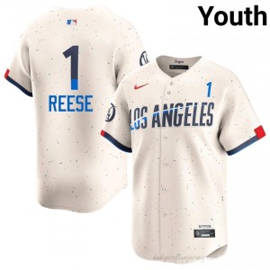 Dodgers Pee Wee Reese #1 Cream Youth Premium Jersey | MLB Collectible Baseball Uniform 6MpRup69