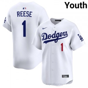 White Pee Wee Reese #1 Youth Baseball Jersey | LA Dodgers Limited Edition MLB Player Gear 0S076797