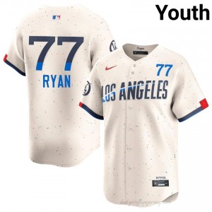 River Ryan #77 Cream Baseball Jersey | Youth Dodgers Premium MLB Uniform Y455T362